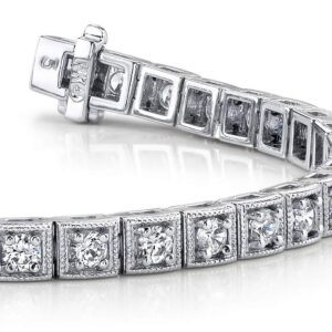 Antique Square Link Diamond Bracelet
