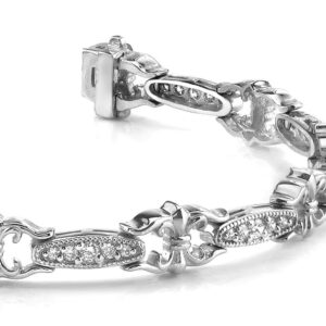 Crown Link Bracelet In 14K 18K White Yellow Gold Platinum