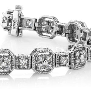 Vintage Quad Square Diamond Bracelet In Yellow Gold White Gold And Platinum