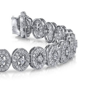 Ornate Diamond Link Bracelet In 14K 18K White Gold Yellow Gold Or Platinum