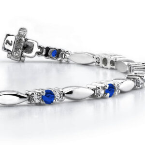 Elliptical Link Gemstone And Diamond Bracelet Available In Platinum Or Gold