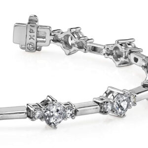 Two Tone Triple Diamond Bracelet In 14K 18K Yellow White Or Rose Gold