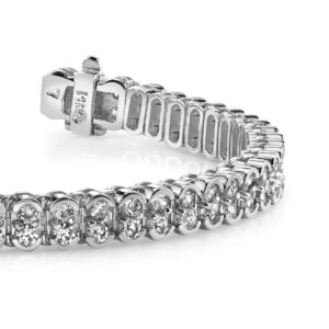 Oval Double Diamond Link Tennis Bracelet