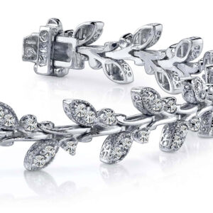 Vintage Style Leaf Diamond Bracelet In Platinum Or Gold
