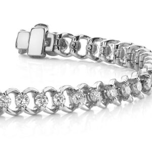 Solitaire Ring Link Tennis Bracelet In White Yellow Or Rose Gold