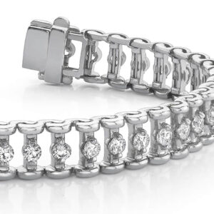 Candlestick Link Diamond Bracelet Available In Platinum Or Gold