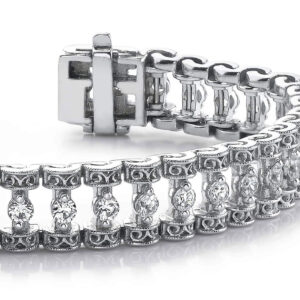 Filigree Diamond Candlestick Bracelet Available In Gold Or Platinum