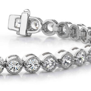 Circle Milgrain Diamond Bracelet In 14K 18K Yellow Gold White Gold Or Platinum