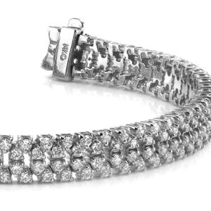 Quad Row Diamond Bracelet In Yellow White Gold Or Platinum