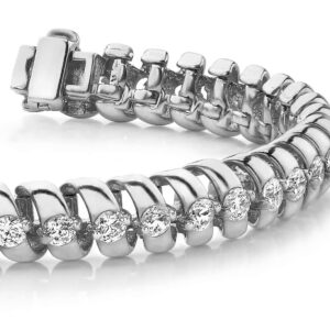 Spiral Link Diamond Tennis Bracelet