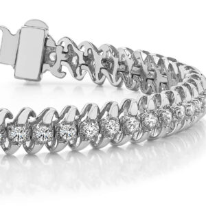 Slanted Spiral Illusion Diamond Tennis Bracelet In White Yellow Gold Or Platinum