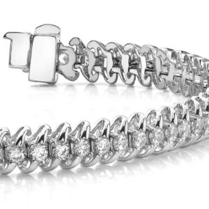 Slanted Spiral Link Diamond Strand Tennis Bracelet