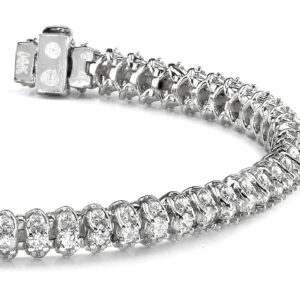 Three Row Diamond Scoop Link Bracelet