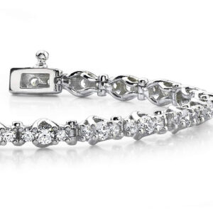 Triple Diamond Link Bracelet In 18K 14K Yellow Gold White Gold Or Platinum