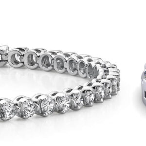 Round Prong Set Diamond Tennis Bracelet Available In Platinum Or Gold