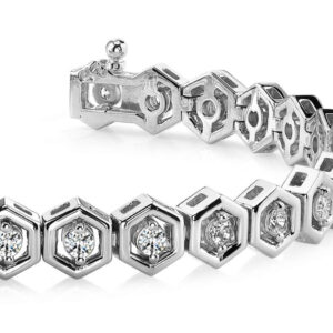 Hexagon Link Diamond Bracelet Available In 14K 18K Yellow White Or Platinum