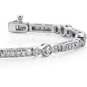 Circle Square Diamond Bracelet In Gold Or Platinum