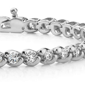 Slanted Link Diamond Tennis Bracelet In White Gold Yellow Gold And Platinum