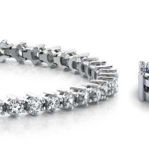 Round Prong Diamond Tennis Bracelet In 18K 14K Rose Gold Yellow Gold Or White Gold