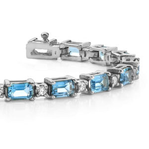 Octagonal Colored Stone Bracelet In White Yellow Gold Or Platinum