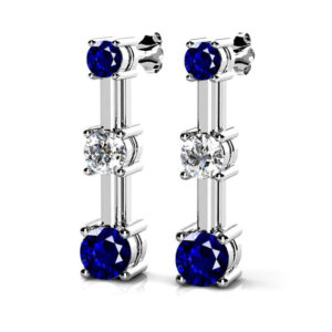 Four Prong Gemstone And Diamond Earring