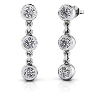 Six Stone Diamond Drop Earrings Available In White Yellow And Rose