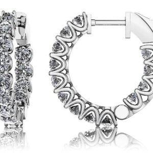 Extra Small Hoop Diamond Huggie Earrings In Yellow White Gold Or Platinum