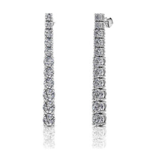 Glistening Diamond Graduated Dangle Drop Earrings