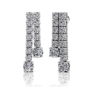 Double Strand Graduated Diamond Dangle Earrings