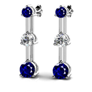 Triple Prong Diamond And Gemstone Earrings In Gold Or Platinum