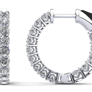 Sweetheart Single Row Inside Out Diamond Hoop Earrings Petite