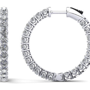 Sweetheart Single Row Inside Out Diamond Hoop Earrings Small
