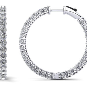 Sweetheart Single Row Inside Out Diamond Hoop Earrings Medium