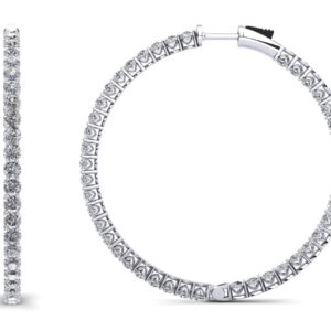 Sweetheart Single Row Inside Out Diamond Hoop Earrings Extra Large