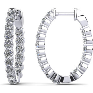 Oval Shaped Classic Diamond Hoop Earrings Petite
