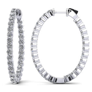 Oval Shaped Classic Diamond Hoop Earrings Large