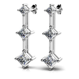 Princess Triple Diamond Earrings In 14K 18K Or Platinum