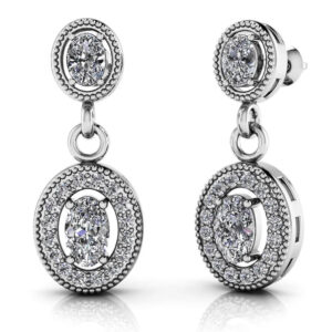 Vintage Oval Drop Earrings In Rose Gold White Gold Yellow Gold