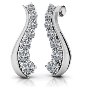 Wavy Journey Diamond Earrings Available In White Yellow And Rose
