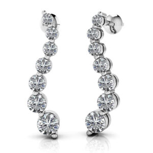 Wavy Journey Round Link Diamond Earrings Available In Gold Or Platinum
