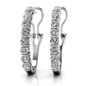 Diamond Oval Shape Hoop Earrings In 14K 18K Or Platinum