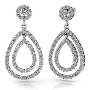 Double Teardrop Diamond Earrings Available In Gold Or Platinum