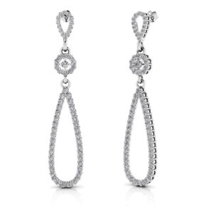 Long Teardrop Diamond Earrings Available In Platinum Or Gold