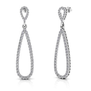 Long Teardrop Drop Diamond Earrings In 18K Or 14K Yellow Gold And White Gold