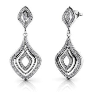 Wavy Double Drop Diamond Earrings In 14K 18K White Yellow Or Rose Gold