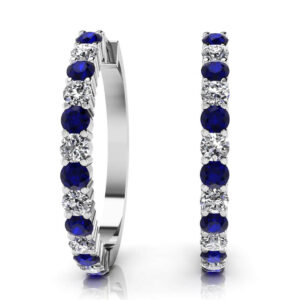 Must Have Gemstone Diamond Hoop Earrings In 14K 18K Yellow White Or Rose Gold