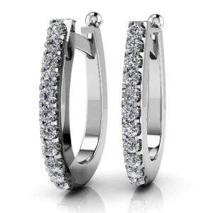 Classic Diamond Hoop Earrings In 18K 14K White Gold Yellow Gold Or Platinum