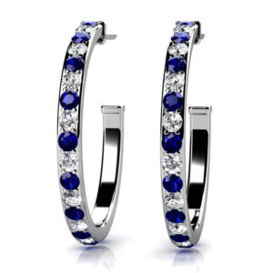 Single Row Alternating Diamond Hoop Earrings