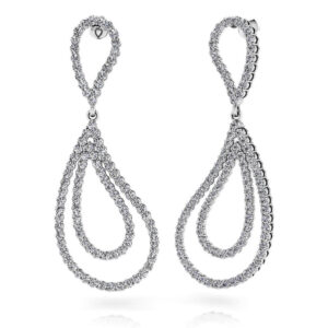 Curvy Teardrop Diamond Drop Earrings