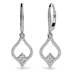 Diamond Lined Pendant Earrings Available In White Yellow And Rose